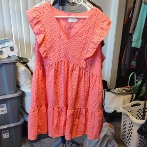 Time and Tru Coral Eyelet Dress